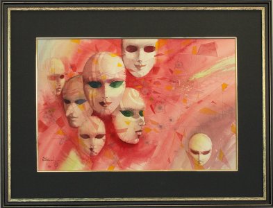 mask001（水彩 78cmX55cm(額寸））